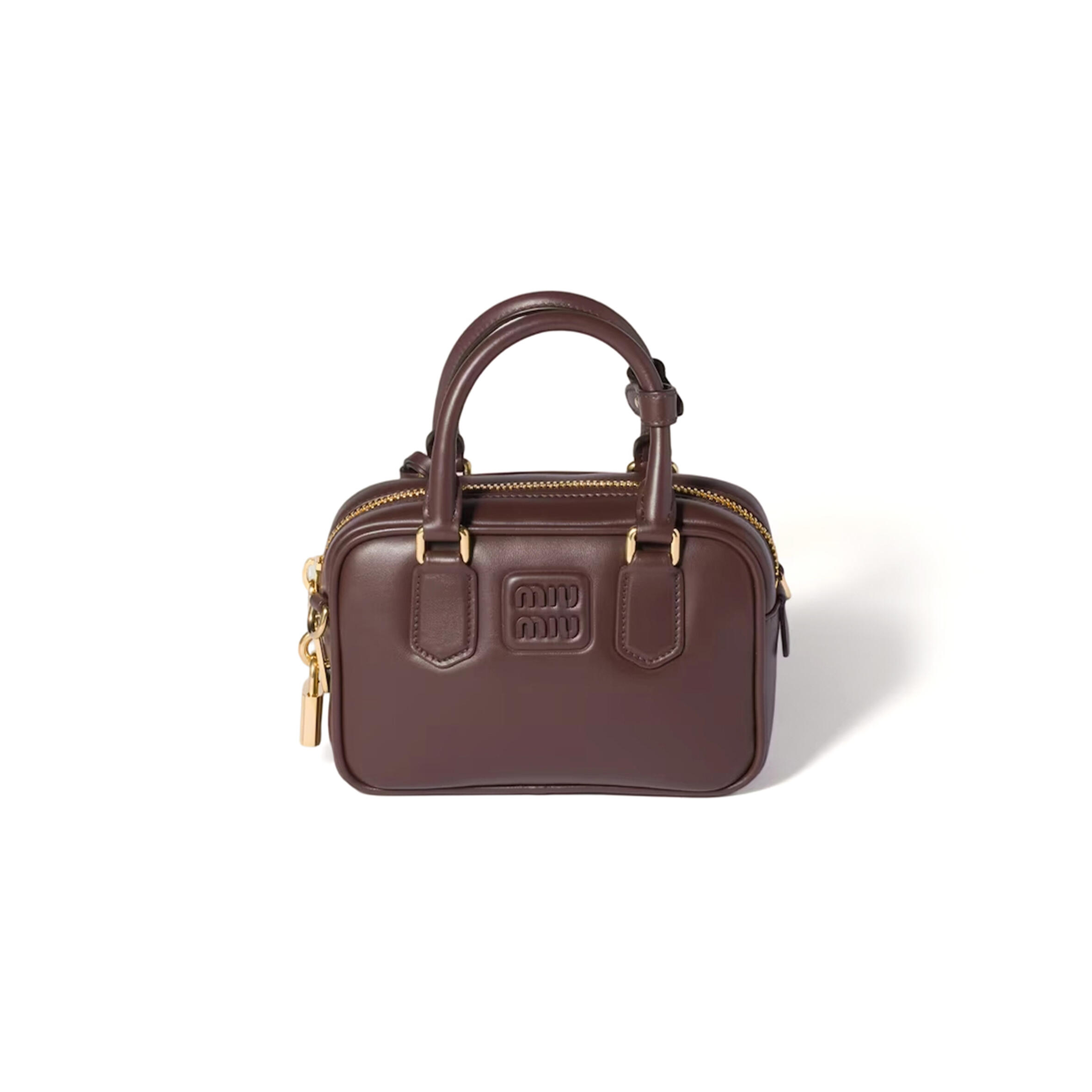 MIU MIU ARCADIE LEATHER HANDBAG 5BB123 (19*13*6cm)